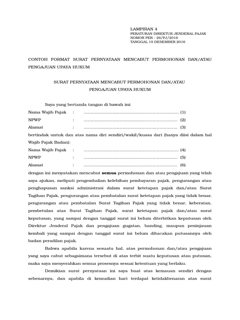 Lampiran 4 Pernyataan Pencabutan