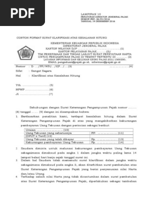 Lampiran 10 Surat Klarifikasi Atas Kesalahan Hitung Pdf
