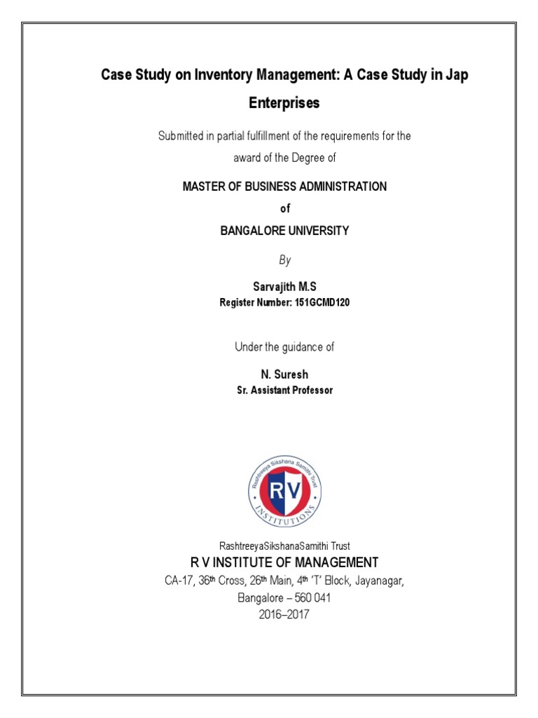 Inventory Management Case Study: JAP Enterprises | PDF | Inventory ...