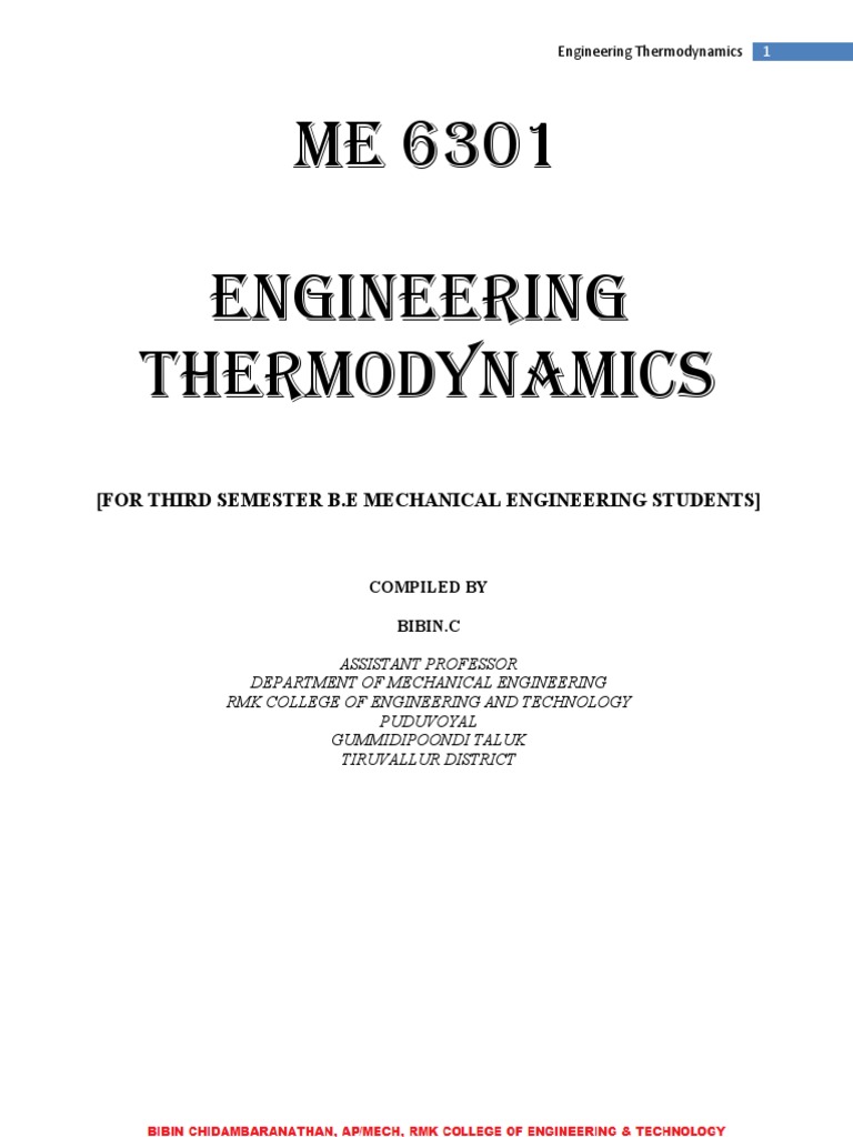 Engineering Thermodynamics Notes PDF | PDF | Thermodynamic Equilibrium ...