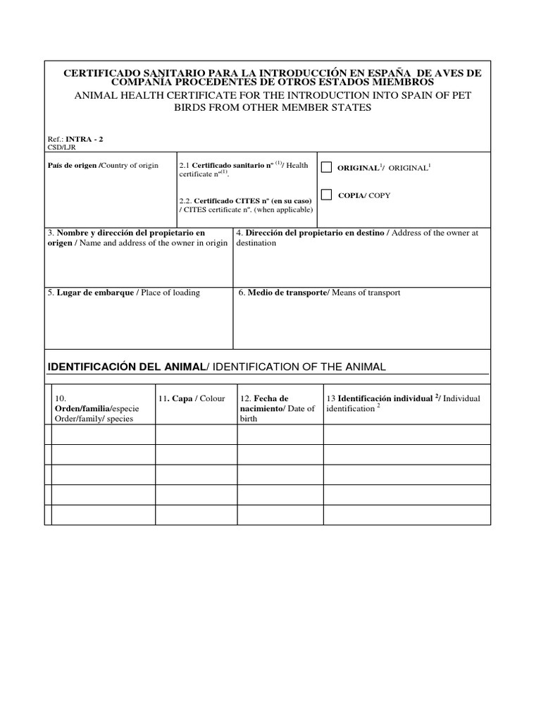 Animal Health Certificate | PDF | Medicina Veterinaria | Ciencias de la