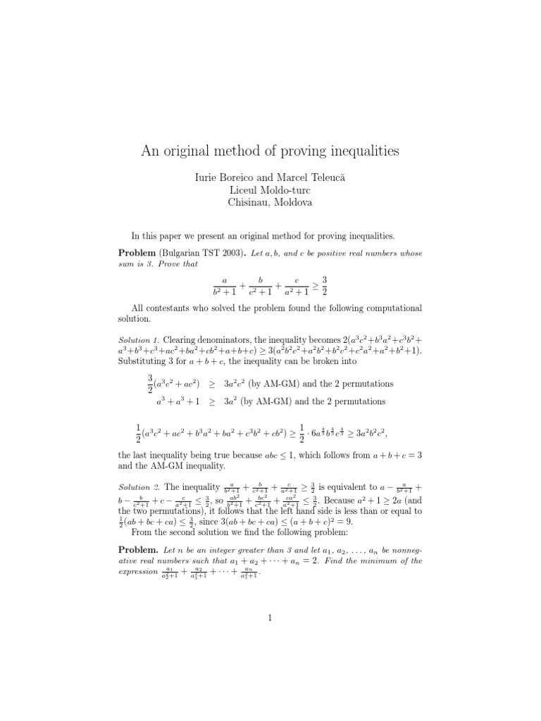 An Original Method of Proving Inequalities | PDF | Abstract Algebra ...