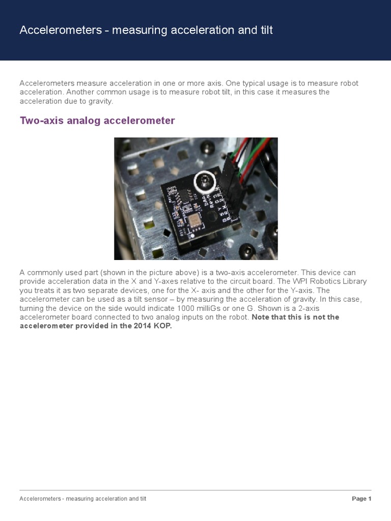 Accelerometers - Measuring Acceleration and Tilt PDF | PDF