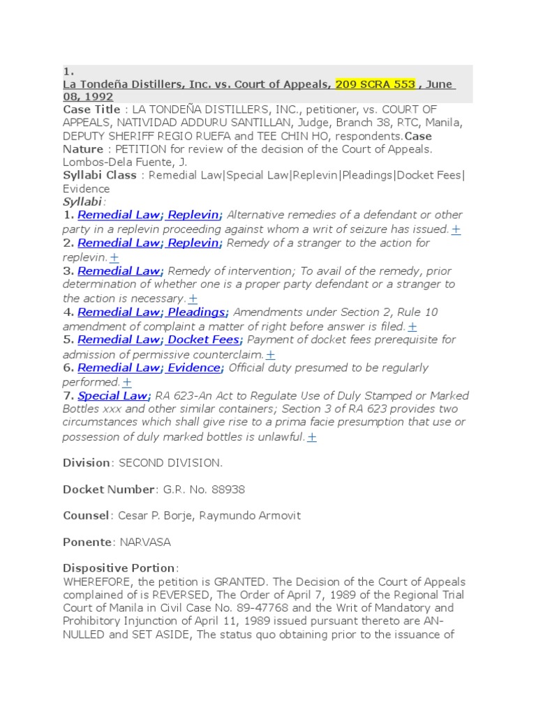 La tondena distillers vs ca 209 scra 553 pdf search and seizure