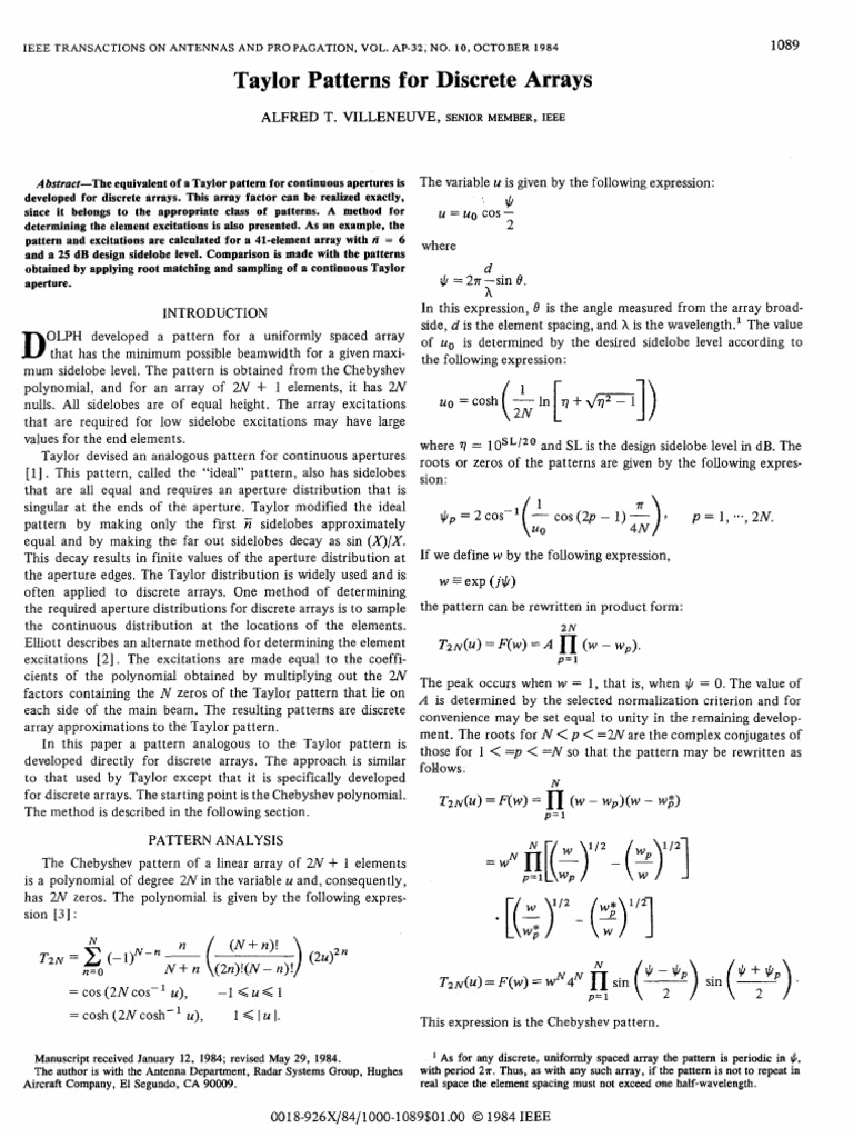 Taylor Patterns for Discrete Arrays | PDF | Polynomial | Functions And ...