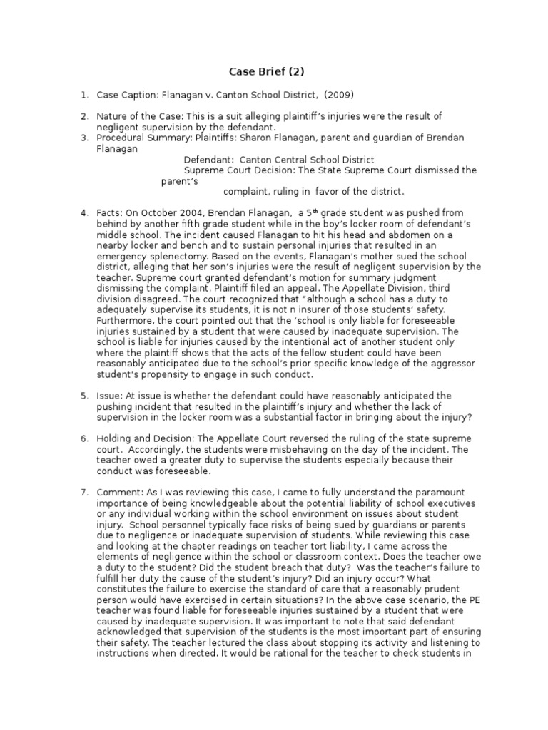 Case Brief 2 PDF Negligence Lawsuit