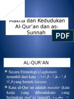 Makna Dan Kedudukan Al-Qur'an Dan As-Sunnah