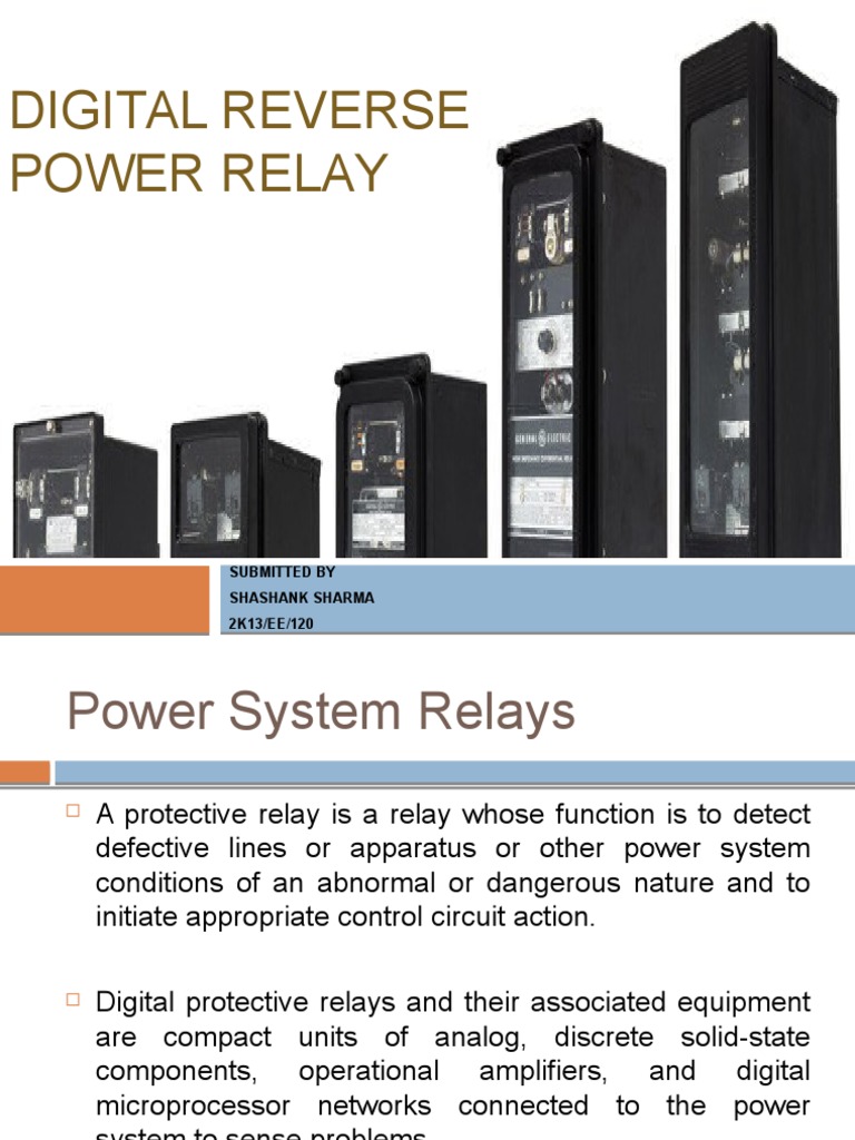 Digital Reverse Power Relay Overview | PDF | Relay | Electric Generator