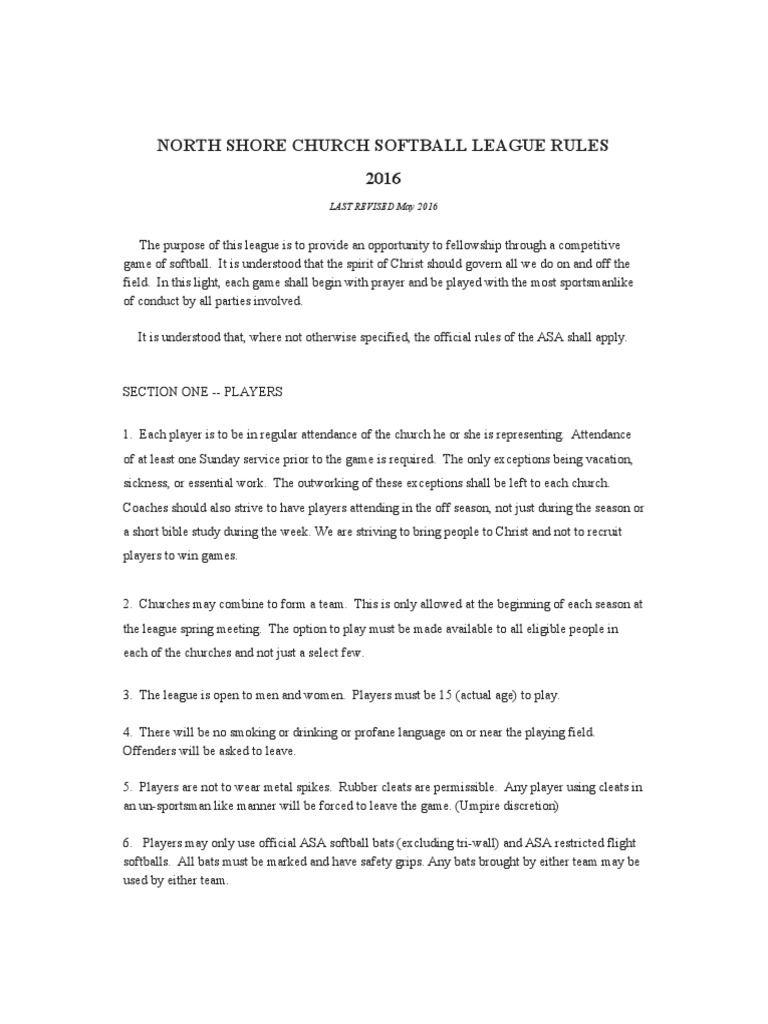 Rules PDF Baseball Field Pitcher