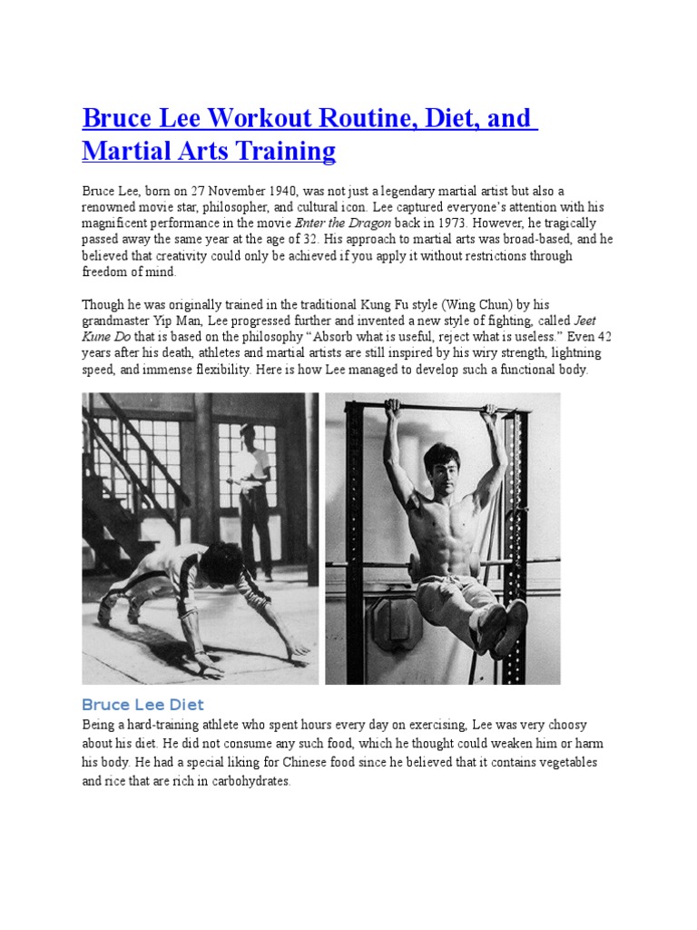 Bruce Lee Workout Routine | Pdf | Bruce Lee | Kettlebell