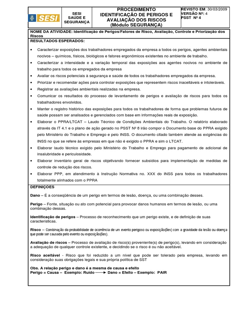 Identificação e Avaliação de Riscos no Trabalho | PDF | Risco | Informação