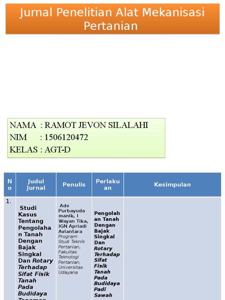 Jurnal Penelitian Alat Mekanisasi Pertanian Jurnal Penelitian Alat Mekanisasi Pertanian