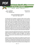 Gulf County Sheriff's Office Law Enforcement Summary April 17, 2017 - April 23, 2017