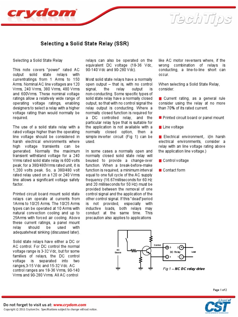 Selecting A Solid State Relay PDF Relay Alternating Current