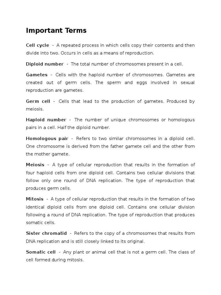 Csec Biology And Hsb Cell Divsion Notes Pdf Mitosis Ploidy