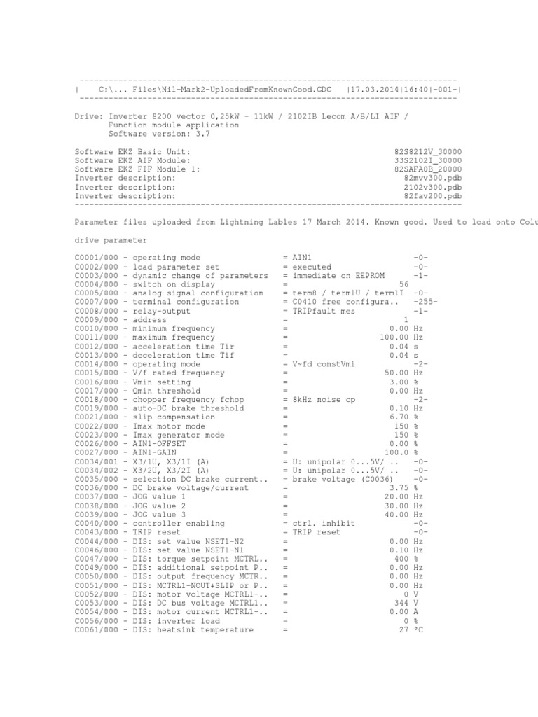 Lenze ECS Code DSAM-012 Parameters | PDF | Electrical Engineering ...