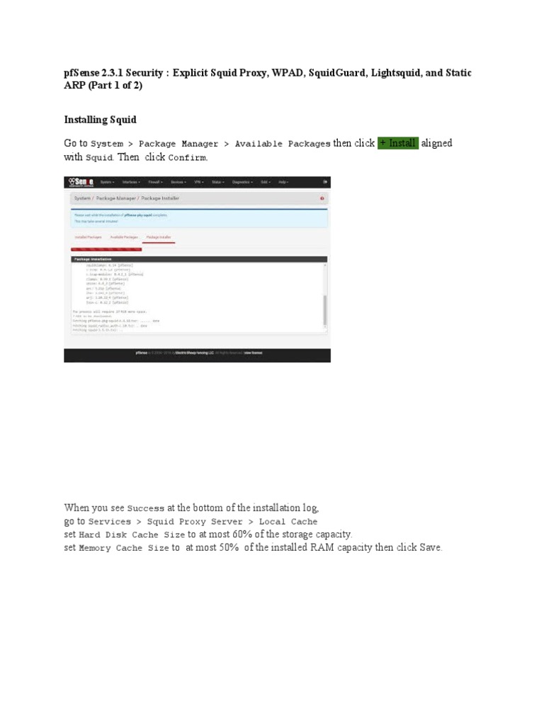 pfSense Proxy Setup with Squid and WPAD | PDF | Proxy Server | Firewall ...