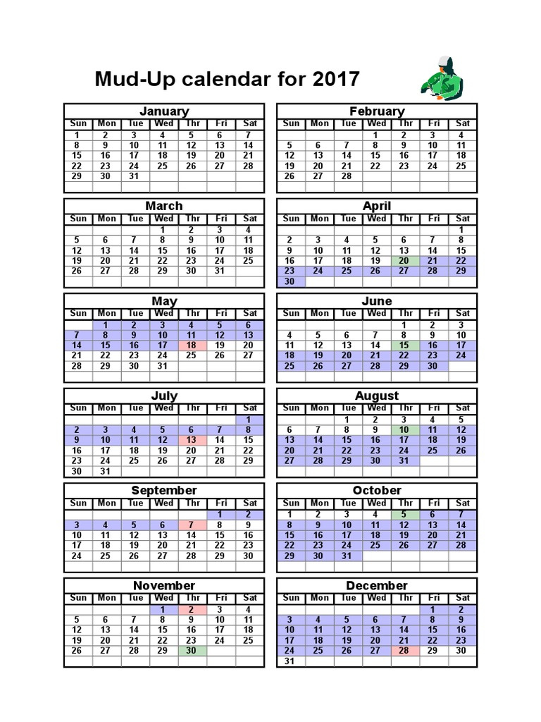 Mud Up Calendar - 2017 | PDF