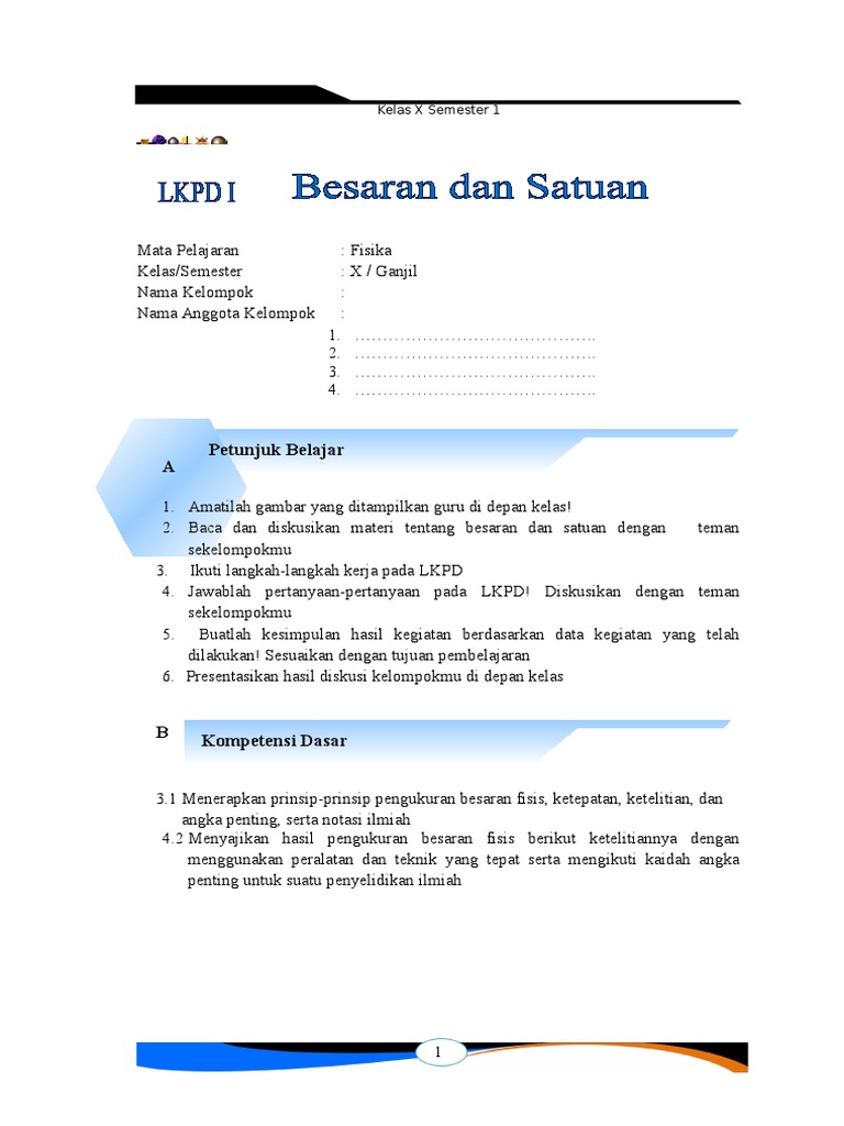 Lembar Kerja Peserta Didik A Petunjuk Belajar