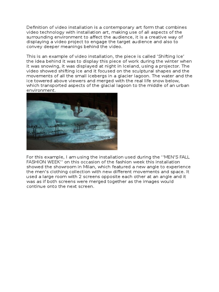 Definition of Video Installation Is A Contemporary Art Form That Combines Video Technology With