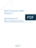 Basic Computer Skills Module 5 Intro To Excel