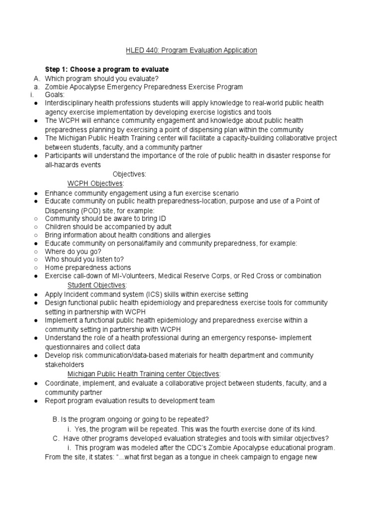 Zombie Preparedness Program Evaluation Guide | PDF | Survey Methodology ...
