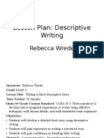 Lesson Plan: Descriptive Writing: Rebecca Wrede