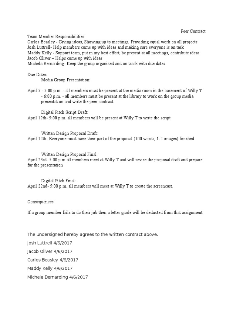 Peer Contract-1 | PDF