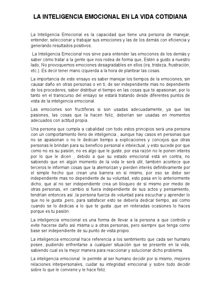 La Inteligencia Emocional en La Vida Cotidiana | PDF | Inteligencia ...