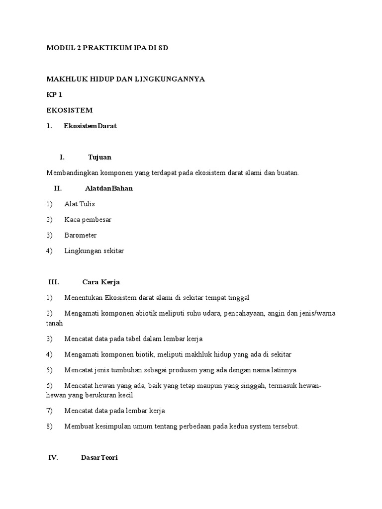Modul 2 Praktikum Ipa Di Sd Docx
