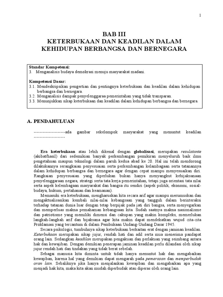 Kelas Xi Kd Iii Keterbukaan Dan Keadilan Dalam Kehidupan Berbangsa Dan Bernegara