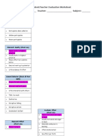 Student/Teacher Evaluation Worksheet Name: - Teacher: - Subject