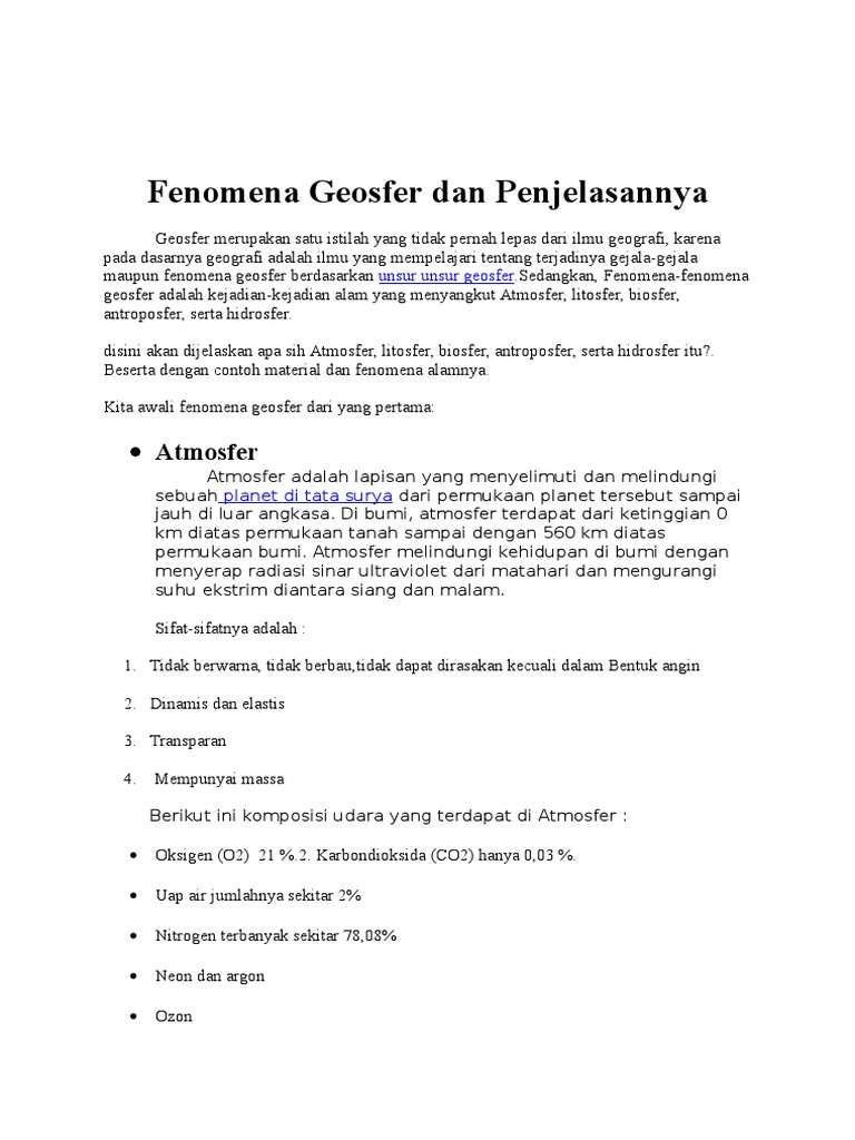 Fenomena Geosfer Dan Penjelasannya Pdf