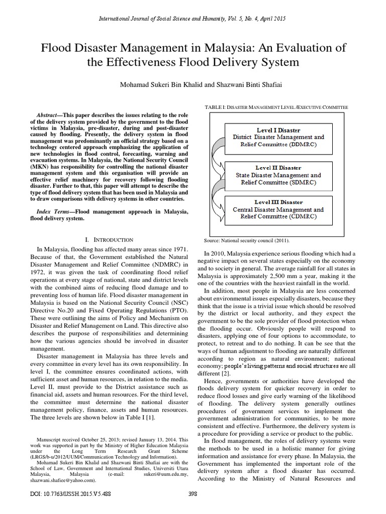 Flood Management Delivery Systems in Malaysia | PDF | Flood | Federal ...