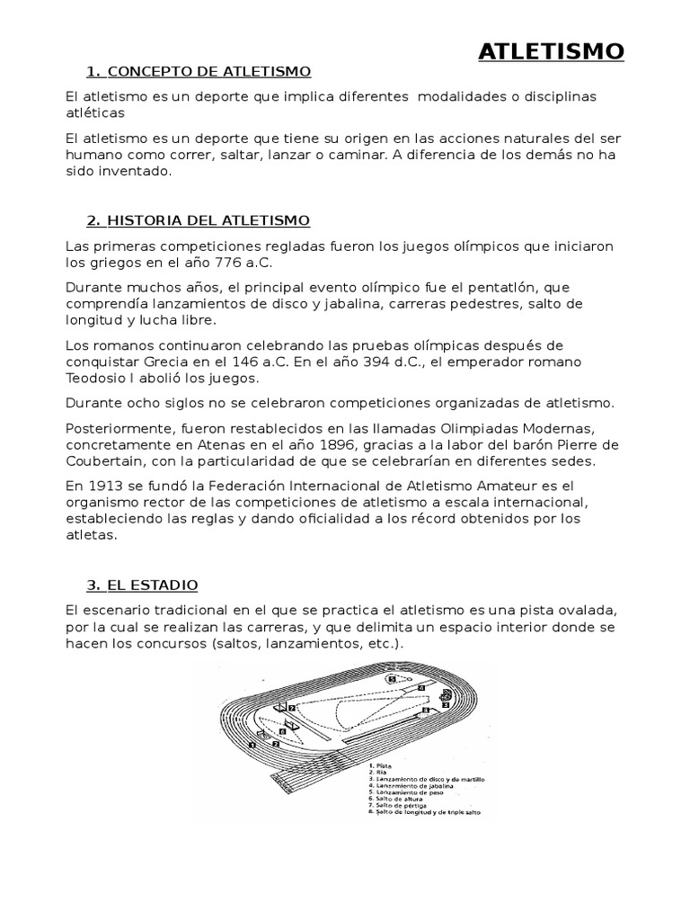 Definición y Concepto de Atletismo | PDF | Deporte del atletismo ...