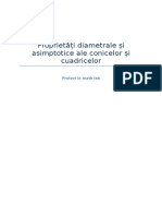 Proprietăți Diametrale Și Asimptotice Ale Conicelor Și Cuadricelor