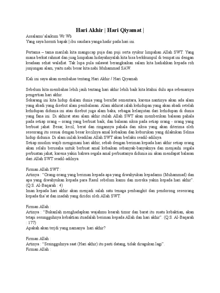 Pidato Hari Akhir Jaman Jenny