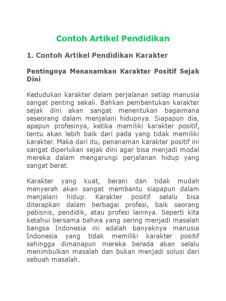 Contoh Artikel Pendidikan