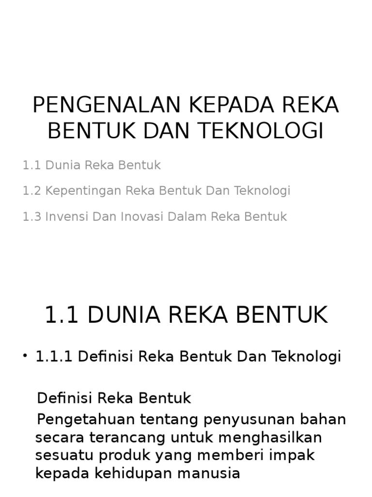 Bab 1 Pengenalan Kepada Reka Bentuk Dan Teknologi Pdf