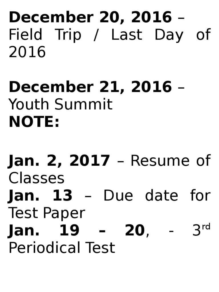 Dates to remember pdf