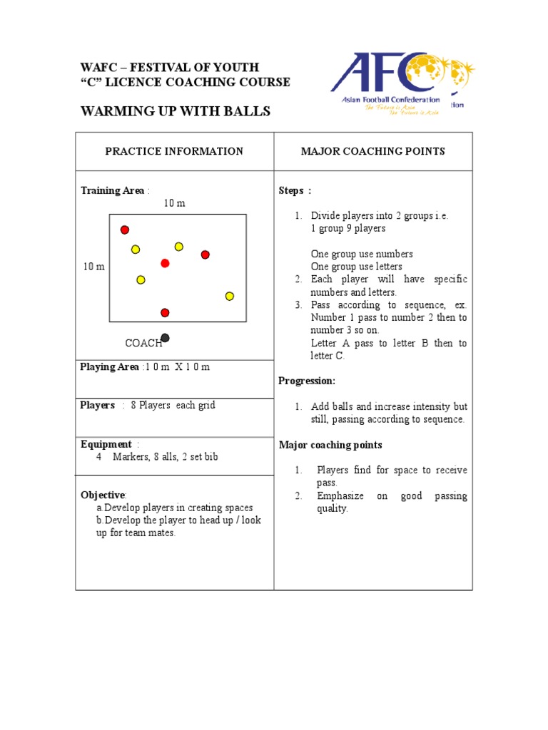 Warming Up With Balls Wafc Festival of Youth "C" Licence Coaching