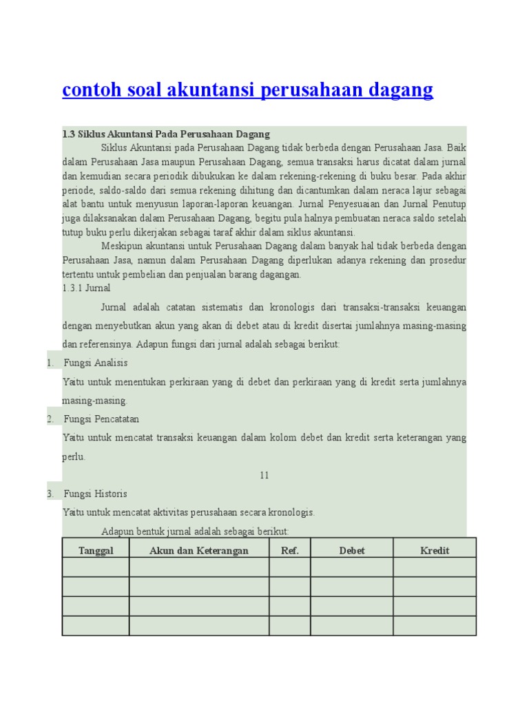 Contoh Soal Hots Akuntansi Perusahaan Dagang Kumpulan Materi Pelajaran Dan Contoh Soal 1