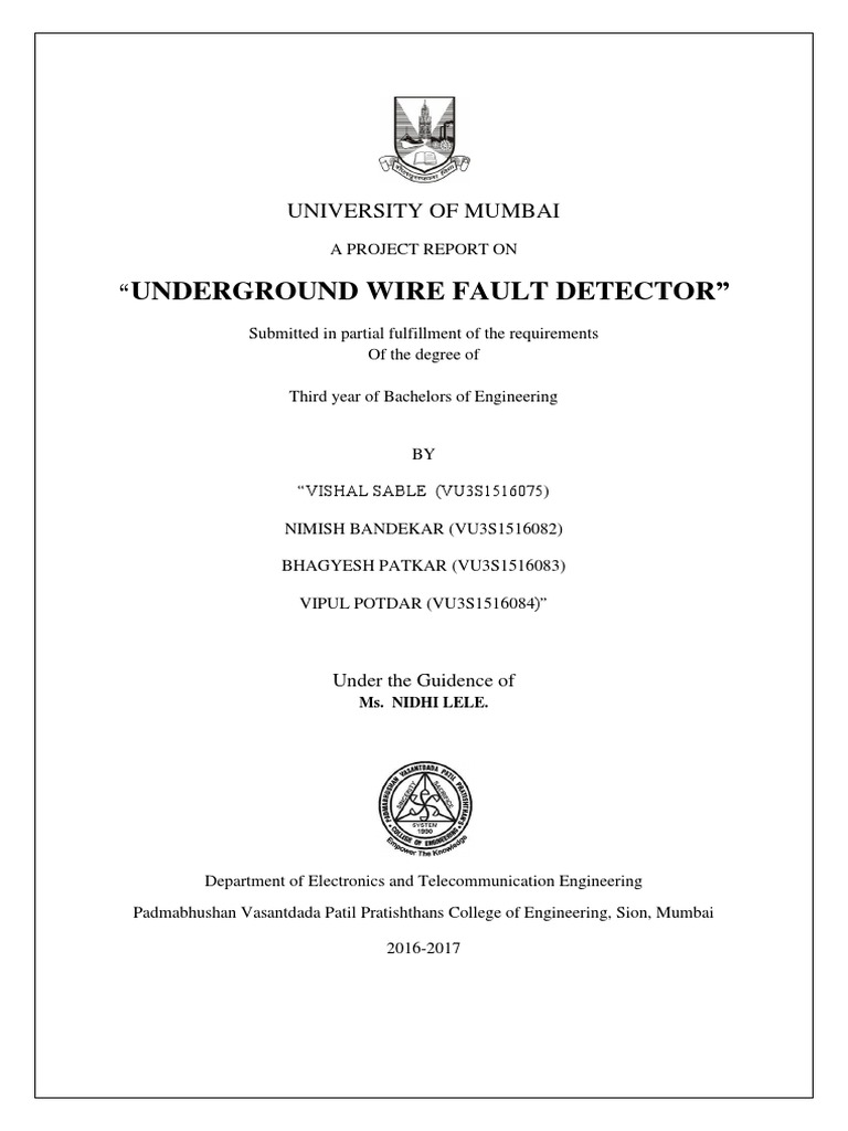 Underground Wire Fault Detector Project Report PDF Manufactured