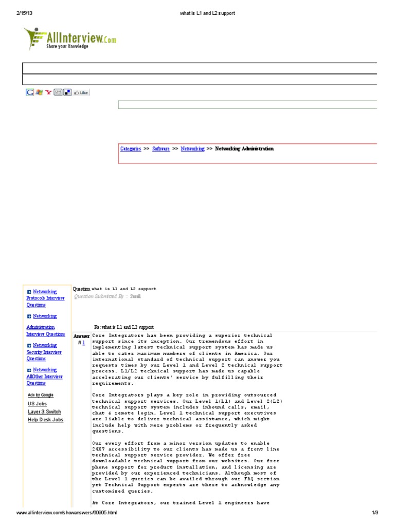what-is-l1-and-l2-support-pdf-technical-support-computer-networking