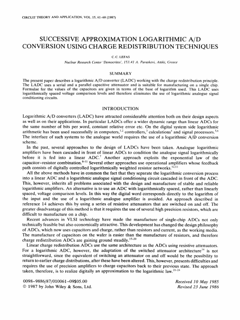 Successive Approximation Logarithmic A/D Conversion Using Charge