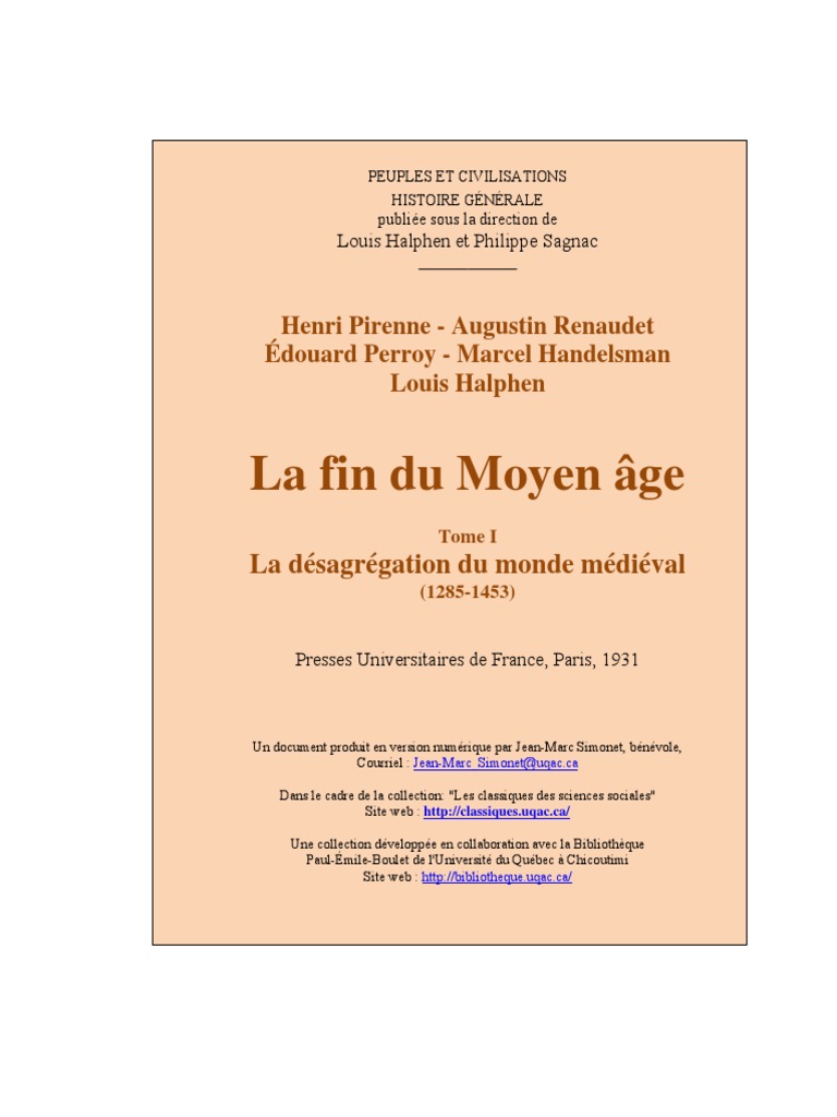 La Fin Du Moyen Age Tome Ipdf - 