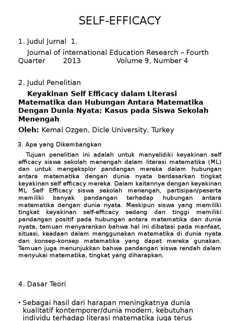 Self Efficacy | PDF