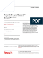 Sociologie Des Villes, Sociologie Du Logement: Des Complémentarités À Refonder À La Lumière Du Processus de Gentrification