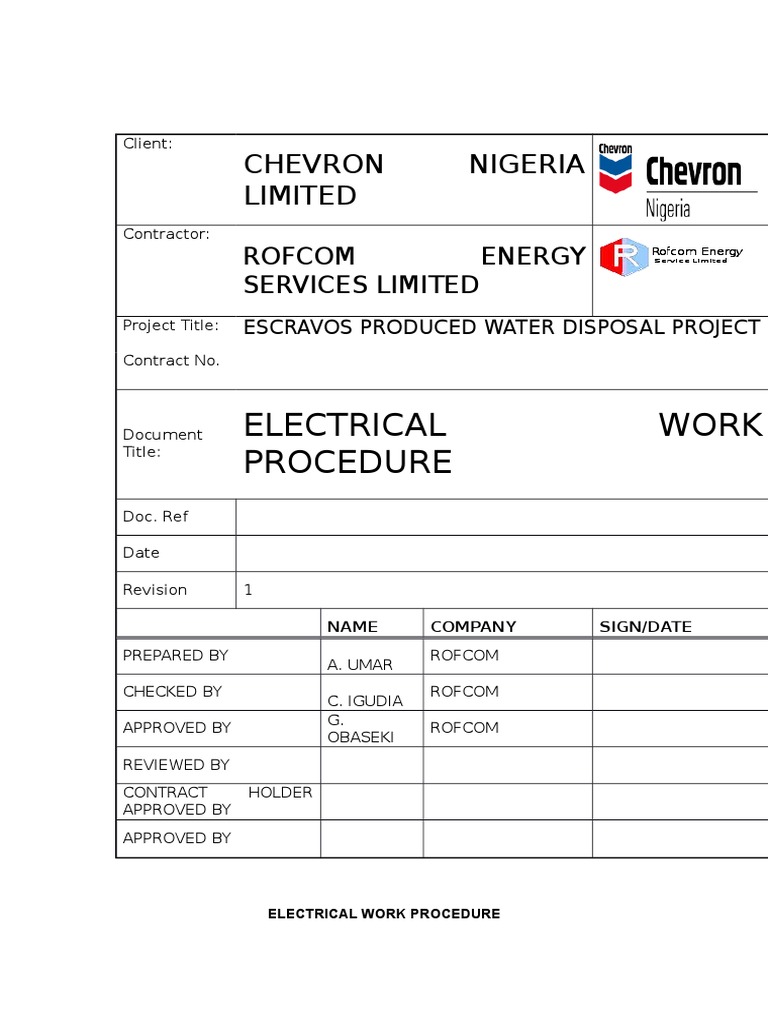 Electrical Work Procedure Cable Electrical Wiring