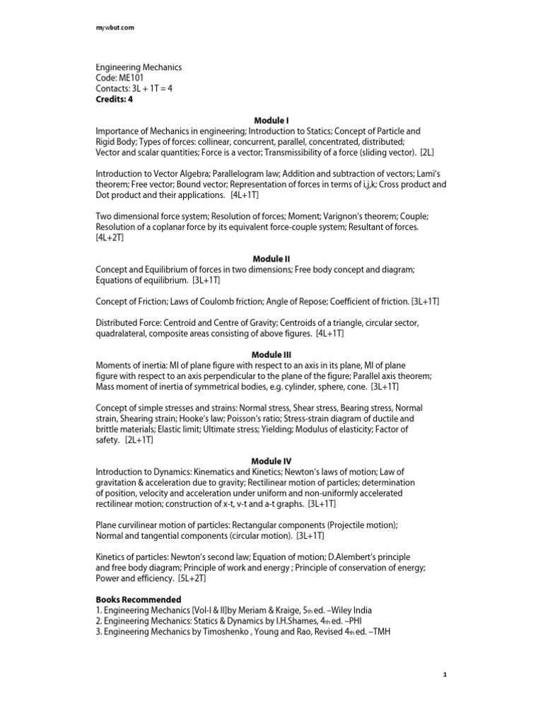 ME101 - Engineering Mechanics | PDF | Force | Euclidean Vector